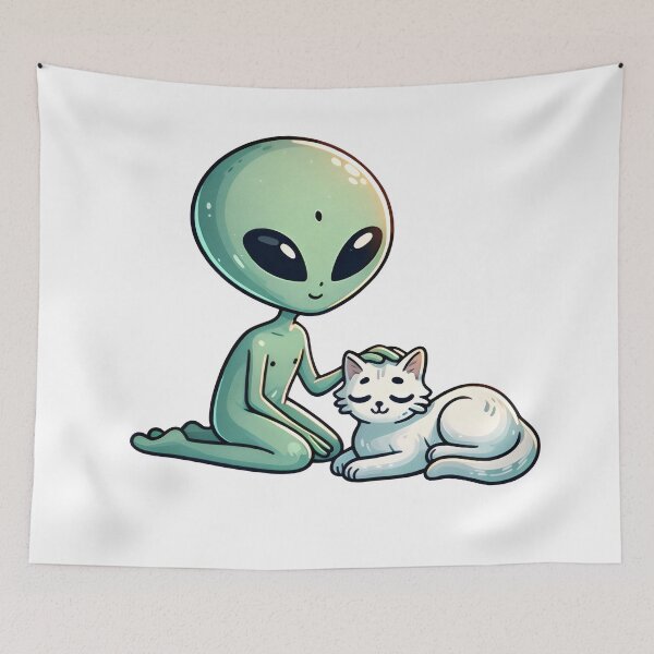 Item preview, Cosmic Purrfection: Alien & Cat Friendship designed and sold by Ingridpd.