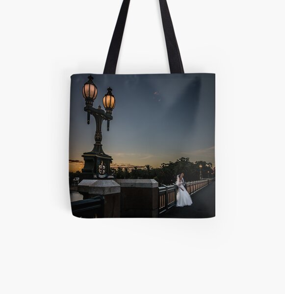 Young Married Couple on Princes Bridge, Melbourne All Over Print Tote Bag