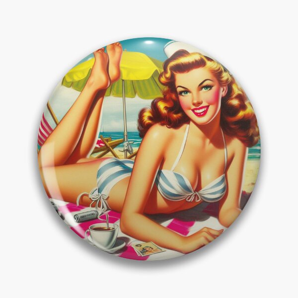 Item preview, Vintage Beach Pin Up designed and sold by PulpVintage.