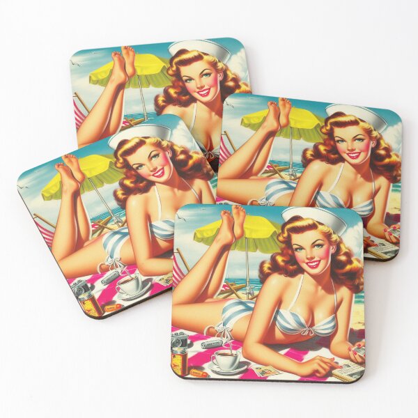 Item preview, Vintage Beach Pin Up designed and sold by PulpVintage.