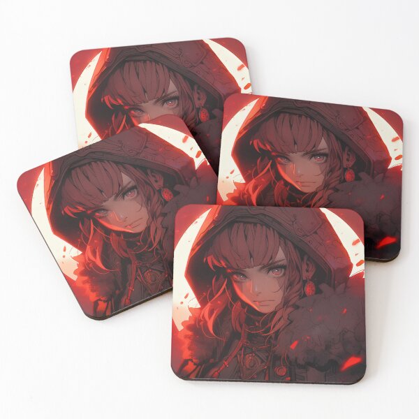 Item preview, Mysterious Crimson Red Moon Warrior Anime Girl designed and sold by bubblegoth.