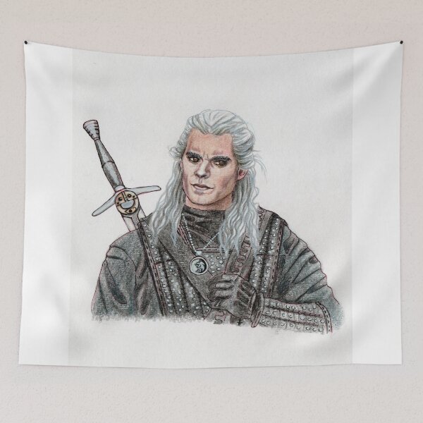 Item preview, Portrait of Henry Cavill as The Witcher Geralt of Rivia, Butcher of Blaviken, White Wolf designed and sold by MariaCameliaArt.