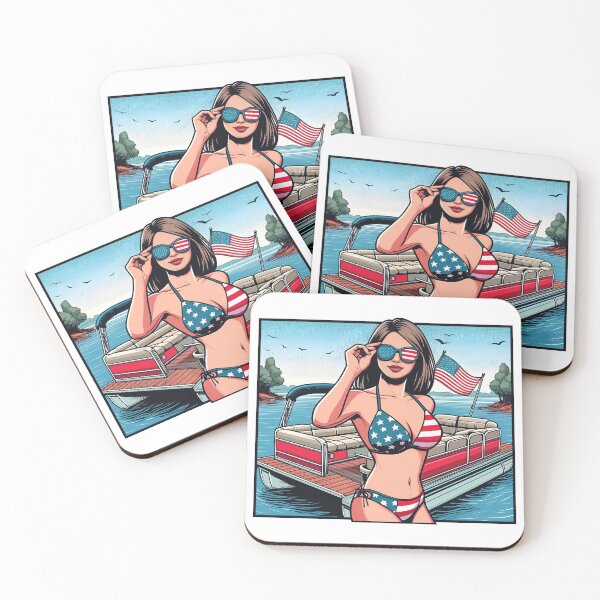 Item preview, Patriotic American Flag Pontoon and Bikini Girl designed and sold by TKsTees.