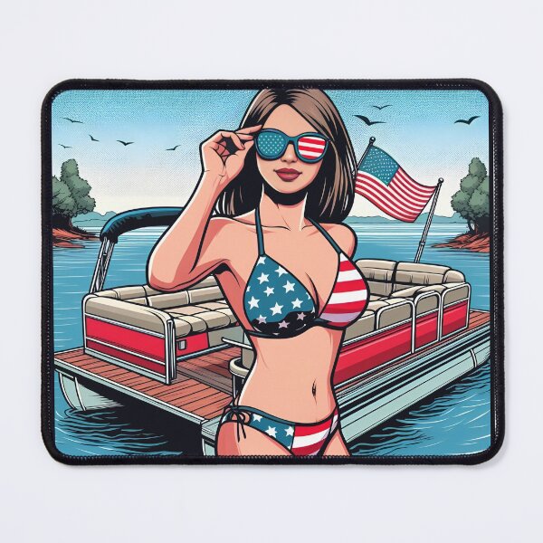 Item preview, Patriotic American Flag Pontoon and Bikini Girl designed and sold by TKsTees.