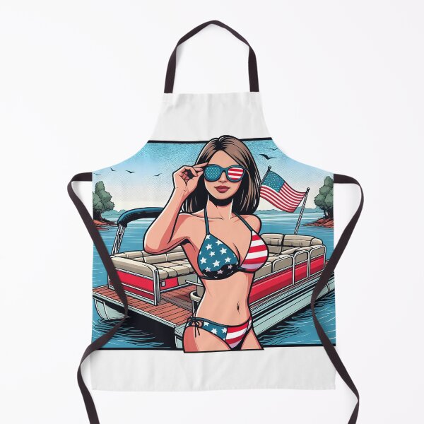 Item preview, Patriotic American Flag Pontoon and Bikini Girl designed and sold by TKsTees.
