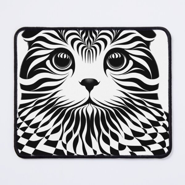 Item preview, Scottish Fold cat in the 1960s Op Art style designed and sold by hiddenlayers.