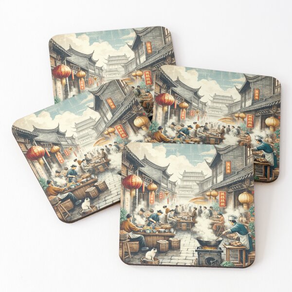 Item preview, Chinese Street Food Vintage Scene designed and sold by ArtfulMiller.