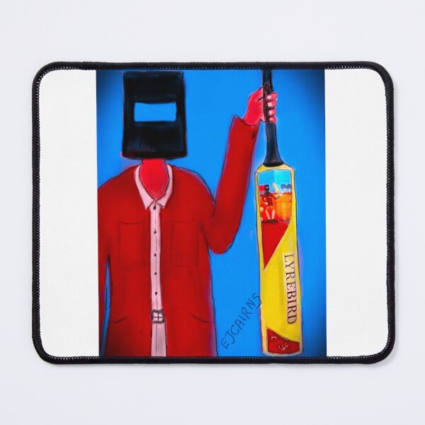 Item preview, Ned Kelly holding his lyrebird cricket bat designed and sold by EJCairns.
