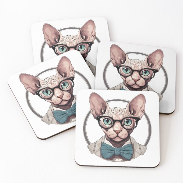 Item preview, Nerdy Sphynx Cat in Glasses and Bow Tie Art designed and sold by DarkHues.