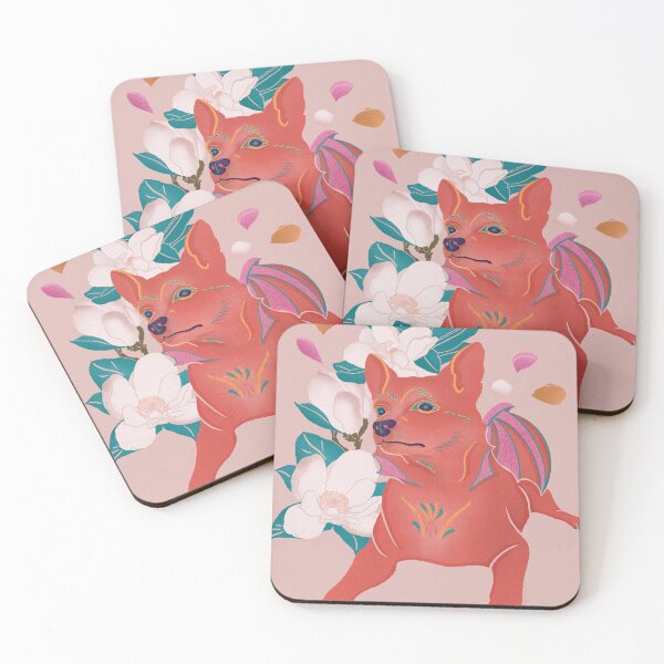 Item preview, Blush Dragon dog with magnolias  designed and sold by ExtraCaffeine.