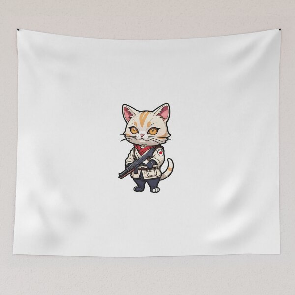Item preview, Cute Cream cat assassin Japan designed and sold by KorArtStudio.