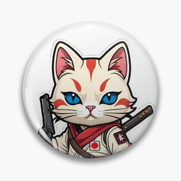 Item preview, Cute Cream cat assassin samurai Japan designed and sold by KorArtStudio.