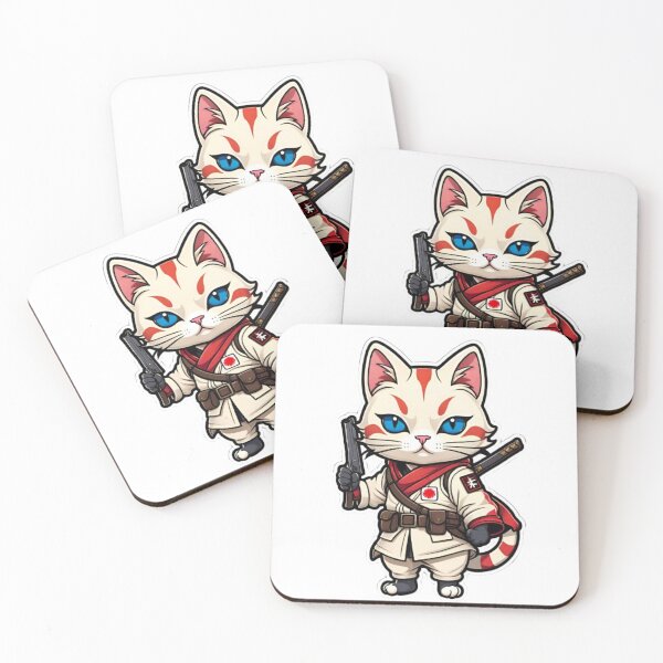 Item preview, Cute Cream cat assassin samurai Japan designed and sold by KorArtStudio.
