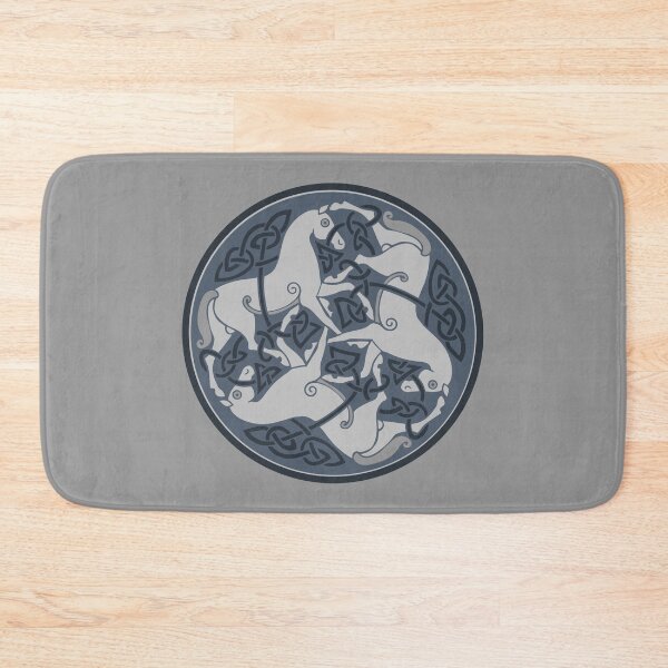Item preview, Gray Celtic Horse Triskele with Dusky Blue Knotwork designed and sold by DappledMoon.
