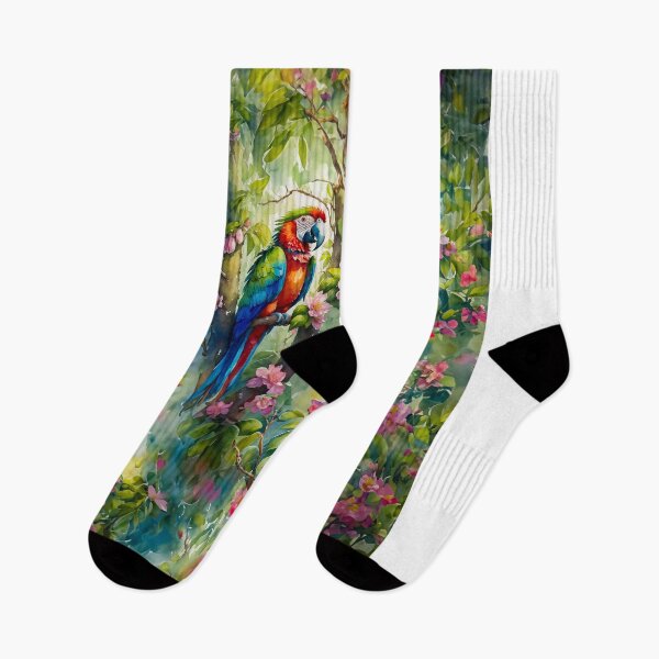 Item preview, Two beautiful parrots with beautiful botanical and flowers in back designed and sold by creativekrish.