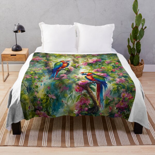 Item preview, Two beautiful parrots with beautiful botanical and flowers in back designed and sold by creativekrish.