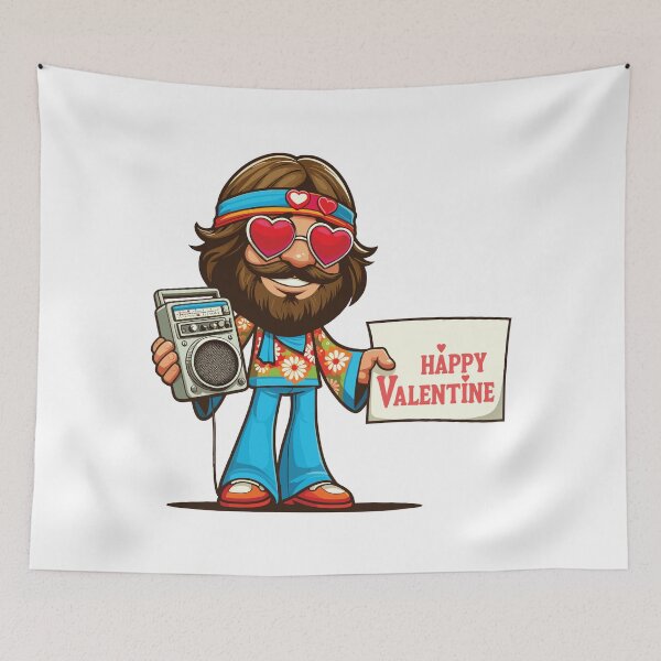 Item preview, Personaje retro sosteniendo la radio, deseando el amor de San Valentín. designed and sold by 271Studio.