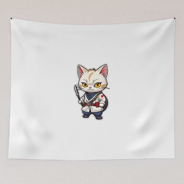 Item preview, Cute Cream cat assassin samurai in Japan designed and sold by KorArtStudio.