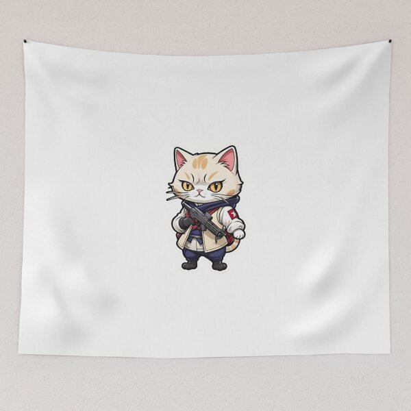 Item preview, Cool Cream cat assassin samurai in Japan designed and sold by KorArtStudio.