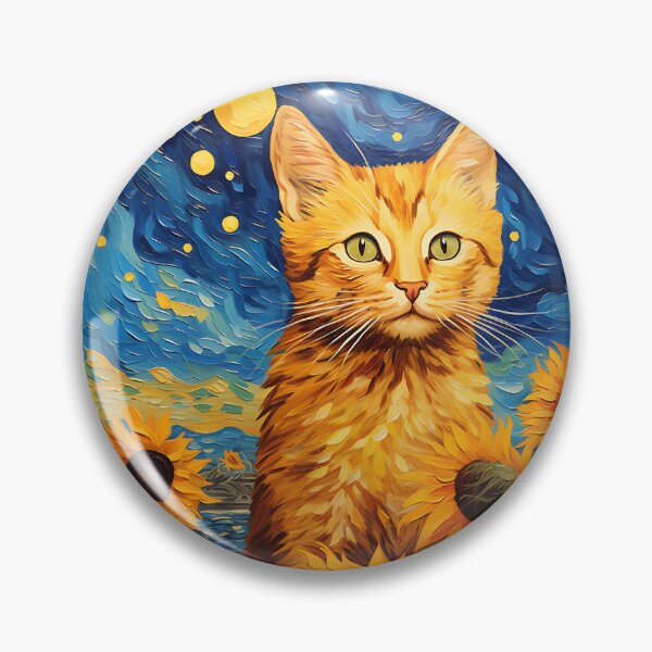Artikelvorschau, Bärtige Sonnenblumen: Eine verspielte Katze inmitten von Van Goghs Garten entworfen und verkauft von Silver Medal.
