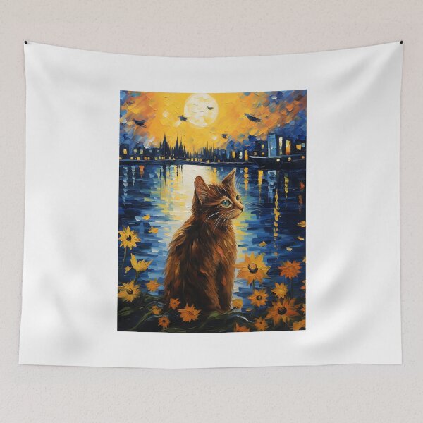 Item preview, Feline Flourish in Van Gogh's Legacy: Timeless Sunflower Elegance designed and sold by Silver Medal.