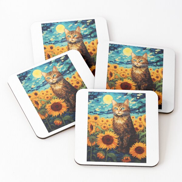 Item preview, Vintage Feline Chic within Van Gogh's Floral Mastery: Sun-kissed Whiskers designed and sold by Silver Medal.