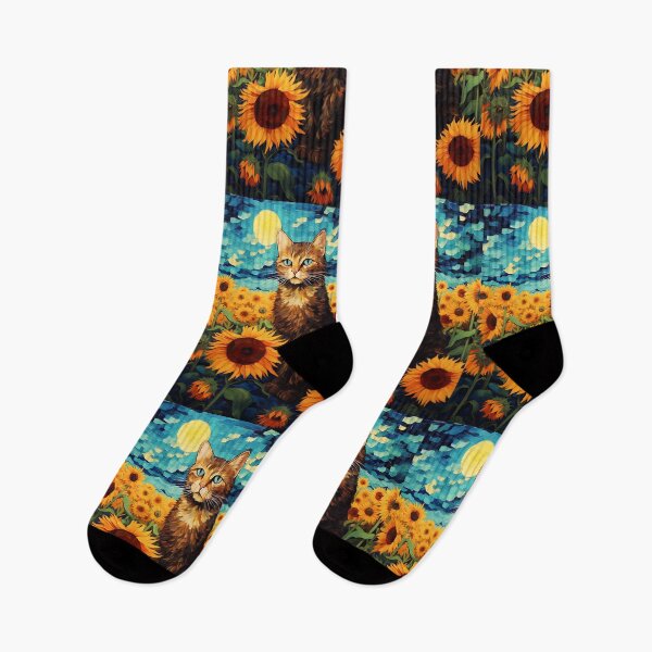Item preview, Vintage Feline Chic within Van Gogh's Floral Mastery: Sun-kissed Whiskers designed and sold by Silver Medal.