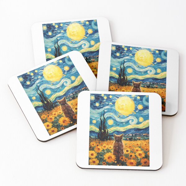 Item preview, Sunflower Sonata with a Vintage Cat Muse: An Homage to Van Gogh's Vision designed and sold by Silver Medal.