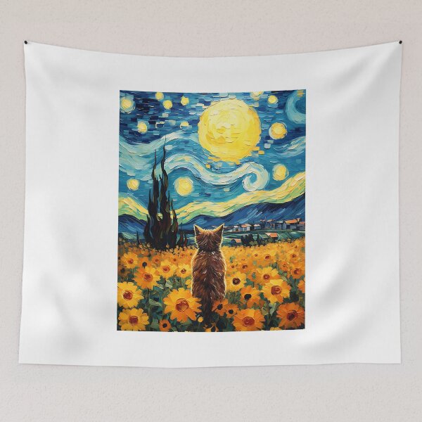 Item preview, Sunflower Sonata with a Vintage Cat Muse: An Homage to Van Gogh's Vision designed and sold by Silver Medal.