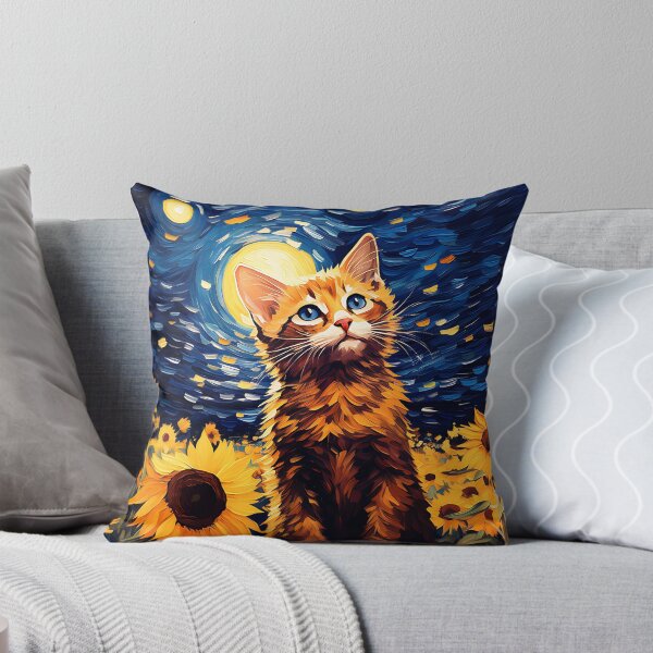 Item preview, Painterly Paws Amidst Lush Sunflowers: A Cat's Homage to Van Gogh's Fields designed and sold by Silver Medal.