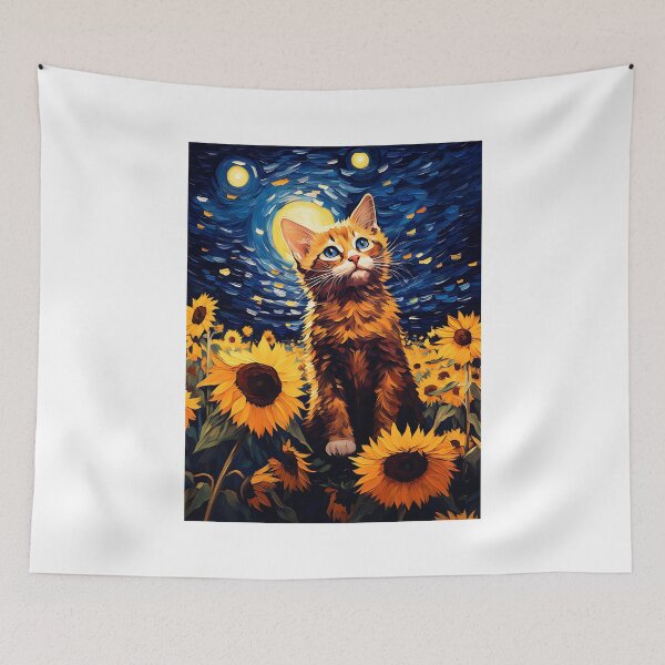Item preview, Painterly Paws Amidst Lush Sunflowers: A Cat's Homage to Van Gogh's Fields designed and sold by Silver Medal.