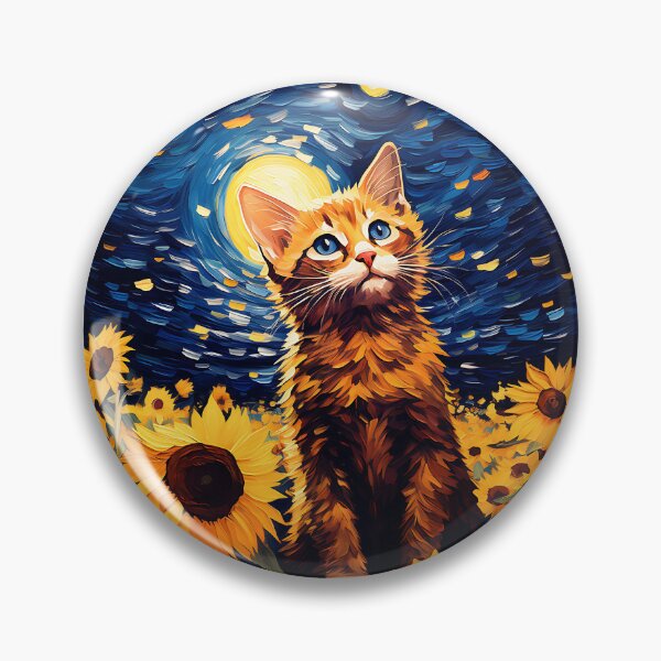 Item preview, Painterly Paws Amidst Lush Sunflowers: A Cat's Homage to Van Gogh's Fields designed and sold by Silver Medal.