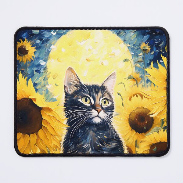 Item preview, Contemporary Cat Amongst Sunflower Classics: A Nod to Van Gogh's Passion designed and sold by Silver Medal.