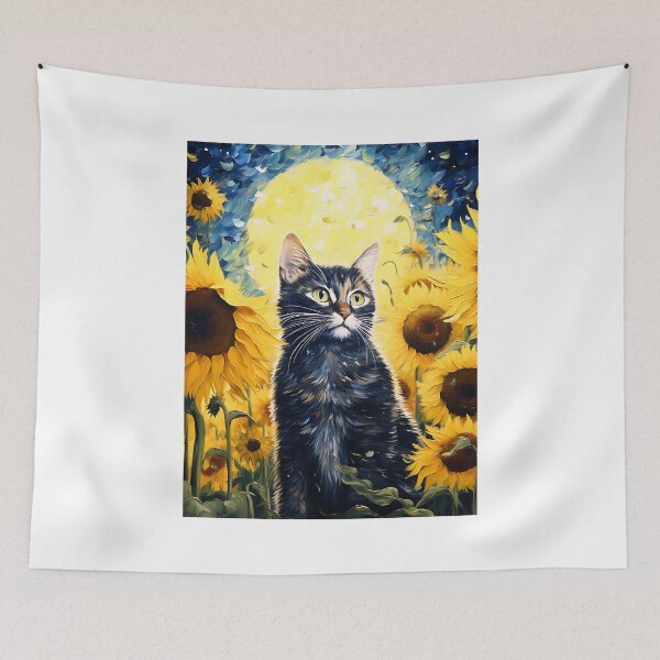 Item preview, Contemporary Cat Amongst Sunflower Classics: A Nod to Van Gogh's Passion designed and sold by Silver Medal.