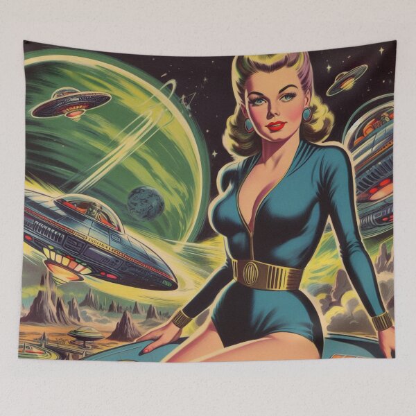 Item preview, Vintage Sci-Fi Space Pin Up designed and sold by PulpVintage.