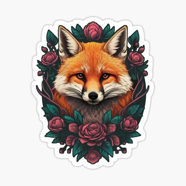 Item preview, Cute Fox Surrounded by Beautiful Roses designed and sold by FurNation.