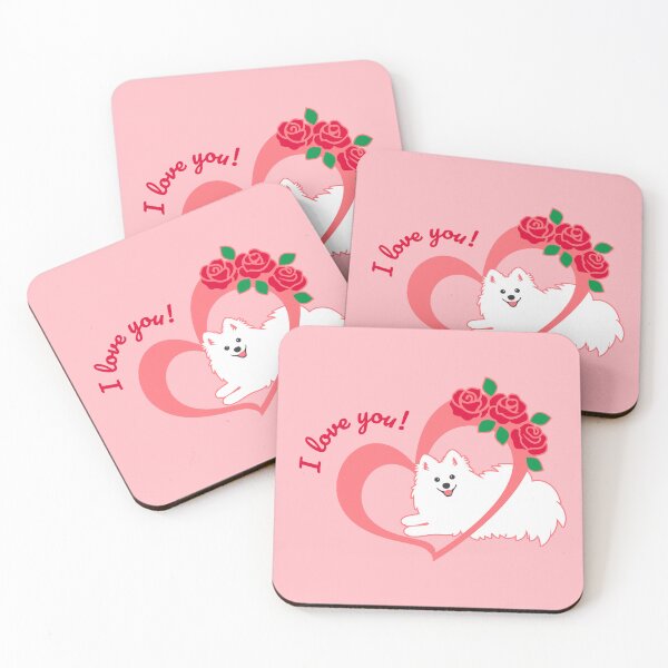 Item preview, Loving Japanese Spitz Dog - Valentines Love Heart & Roses designed and sold by kamahachi.