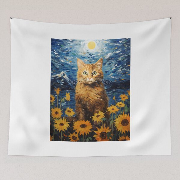 Item preview, Splashed Hues & Feline Moods: Van Gogh's Sunflowers Reimagined designed and sold by Silver Medal.