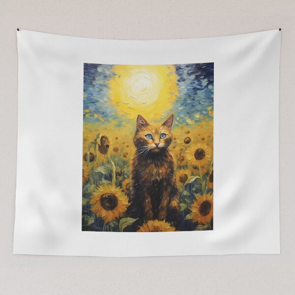 Item preview, Vintage Whiskers & Floral Brushstrokes: A Cat's Ode to Van Gogh designed and sold by Silver Medal.