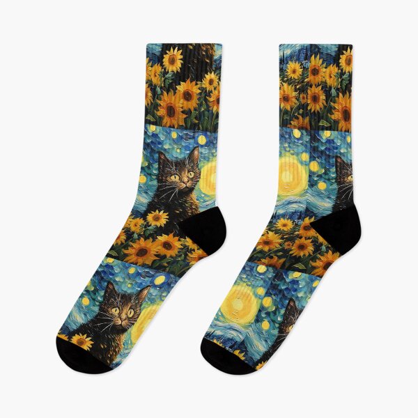 Item preview, Floral Felines & Artful Echoes: Celebrating Van Gogh's Sunflower Tapestry designed and sold by Silver Medal.