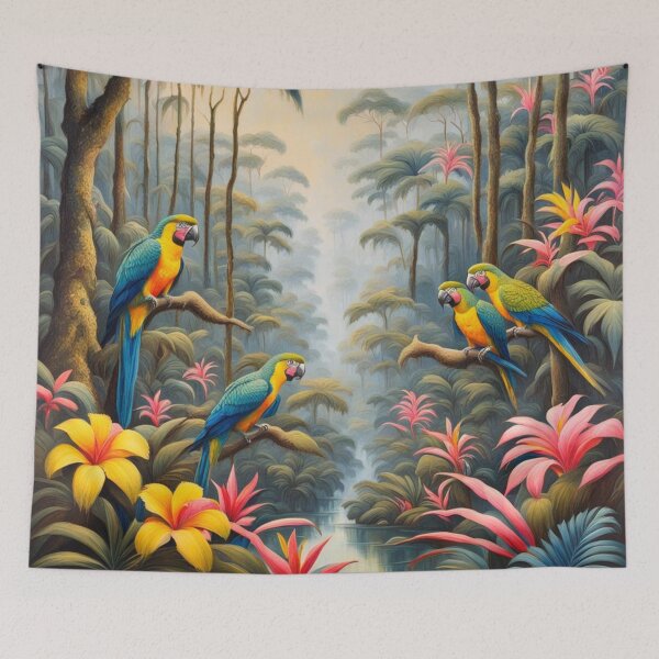 Item preview, Parrots in jungle by river designed and sold by JackFreestone.