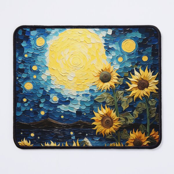 Item preview, Chiaroscuro Charm: Feline Forms Amidst Van Gogh's Glowing Florals designed and sold by Silver Medal.