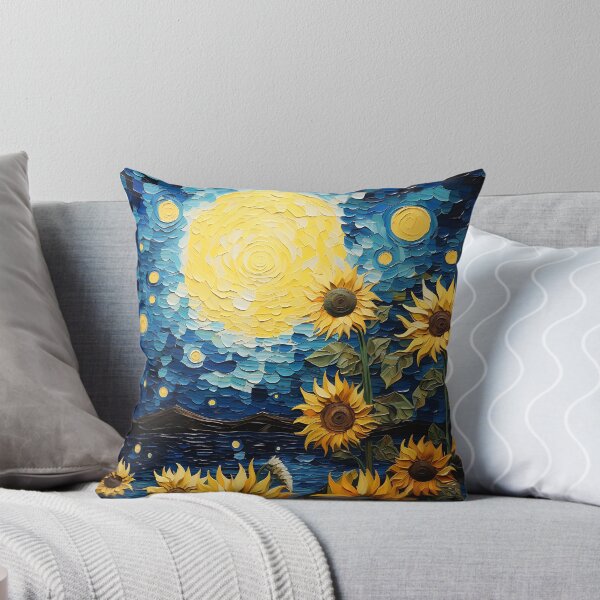 Aperçu de l'œuvre Charme clair-obscur : des formes félines au milieu des fleurs lumineuses de Van Gogh créée et vendue par Silver Medal.
