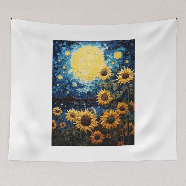 Item preview, Chiaroscuro Charm: Feline Forms Amidst Van Gogh's Glowing Florals designed and sold by Silver Medal.