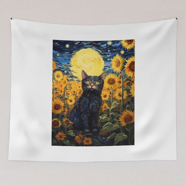 Item preview, Majestic Mouser Meets Van Gogh: A Sunflower Saga with Feline Flair designed and sold by Silver Medal.