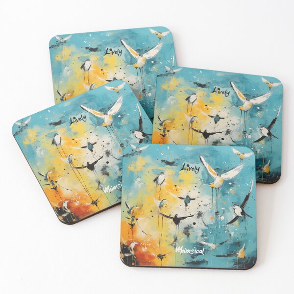 Item preview, Abstract Seagull Symphony Canvas Art designed and sold by inkArtistryfine.