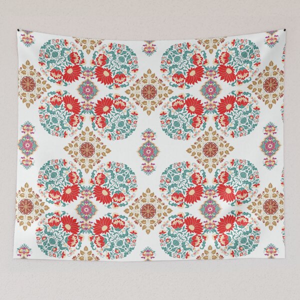 Item preview, Seamless pattern with colorful floral ornament. a floral pattern with red, green and blue flowers designed and sold by APHIDAT-TA.