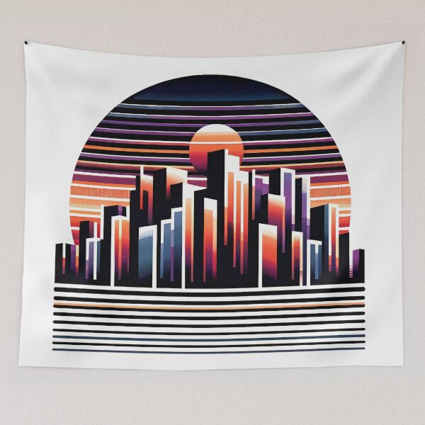 Item preview, Sunset Metropolis - Abstract Cityscape designed and sold by Bottron9000.