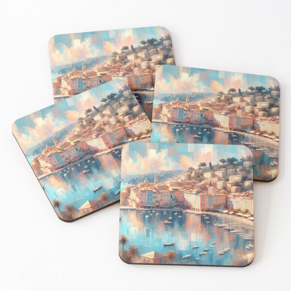 Item preview, Éclat Maritime : Une Interprétation Abstraite de Villefranche-sur-Mer designed and sold by FrescoDesign.
