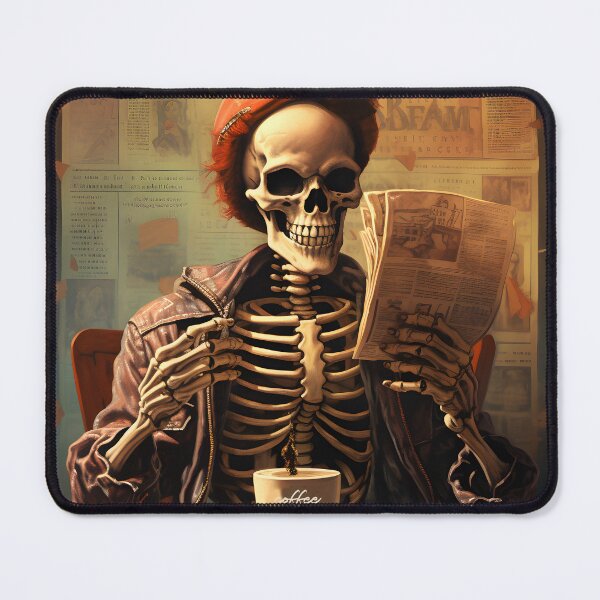 Item preview, Skeleton Morning Coffee Ritual Art designed and sold by inkArtistryfine.